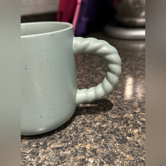 Mint Green Ceramic Mug with Twisted Handle - Picture 3 of 6